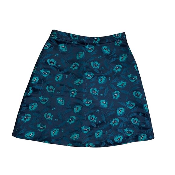 J. Crew Black Floral A-Line Knee Length Skirt Size 4 NWT - Picture 2 of 6